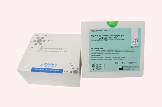 Labnovation CoV-19 IgG IgM रैपिड एंटी बॉडी टेस्ट किट 1 ड्रॉप 20ul